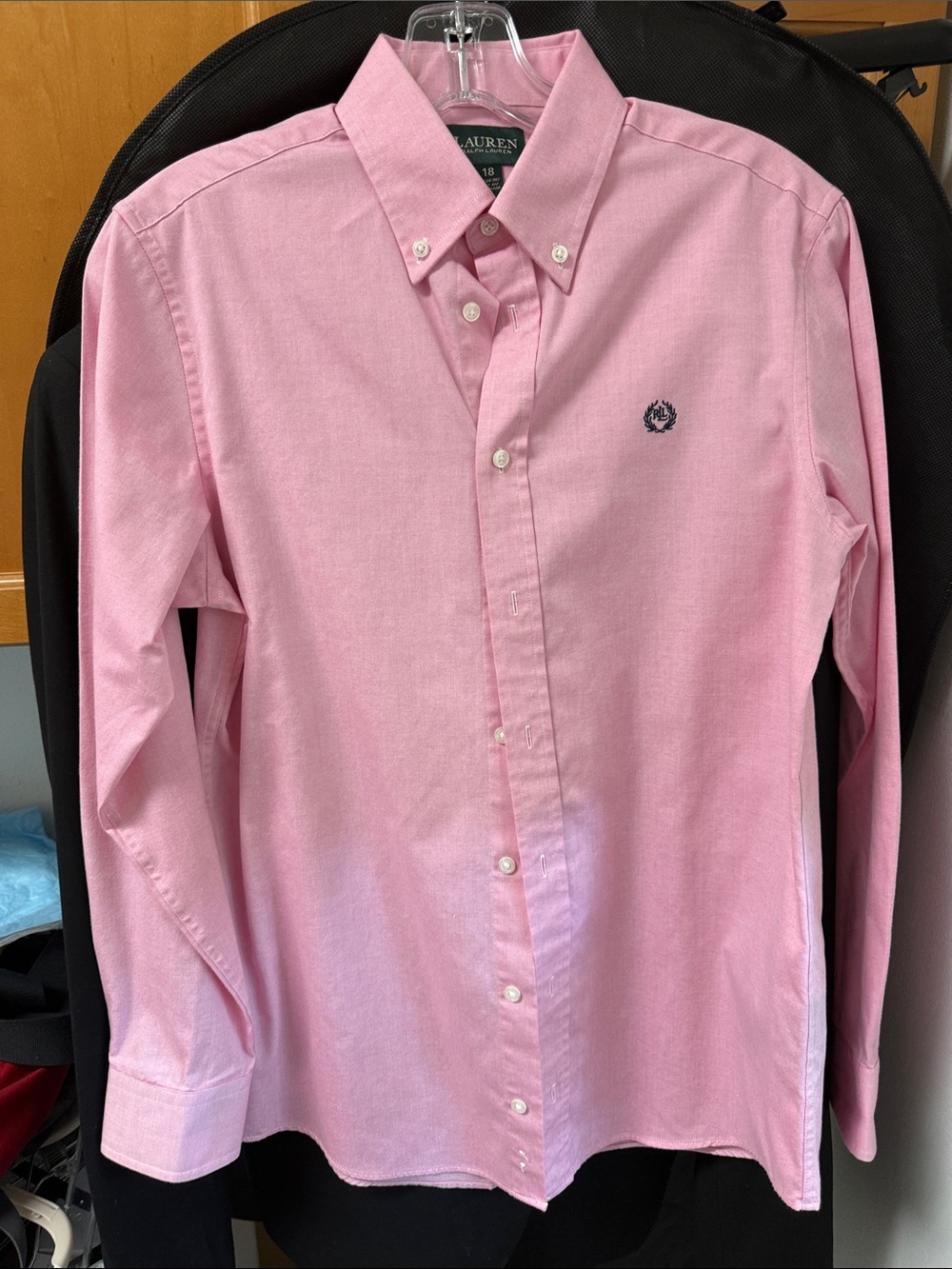 Lauren Ralph Lauren Pink Button-Down Oxford Shirt with Embroidered Crest